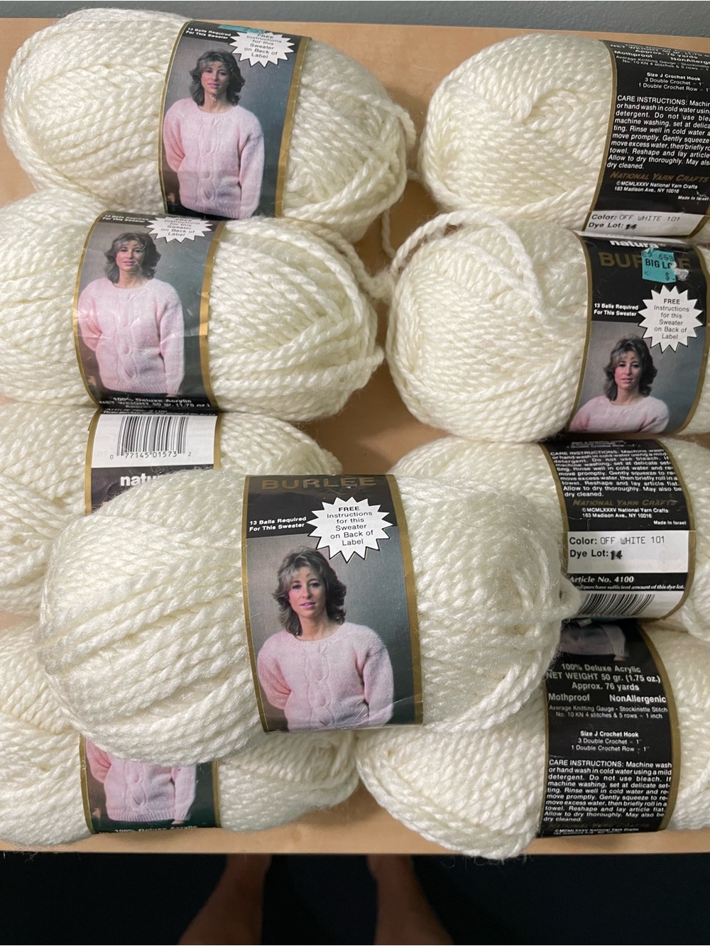 Yarn bundle Off White Women's Sweater Yarn - Soft Off-White Cable Knit 9 skein